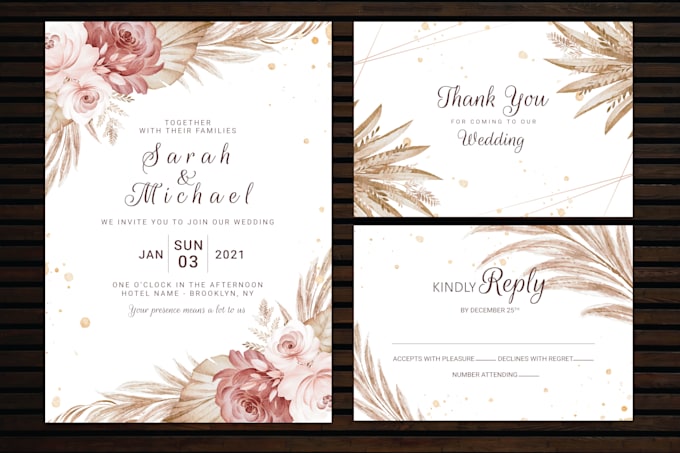 do canva editable wedding card, wedding invitation card, or stationery design