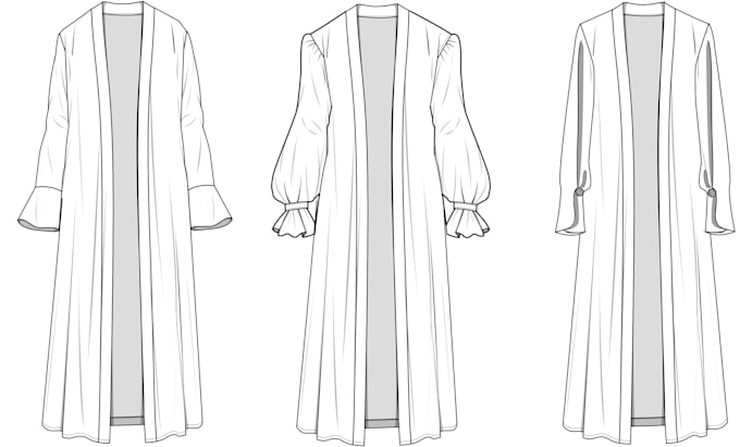 design abaya design with technical drawing