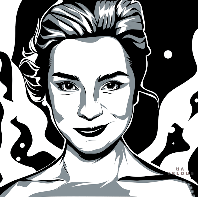 Draw detailed vector art portrait black and white by Velousvr