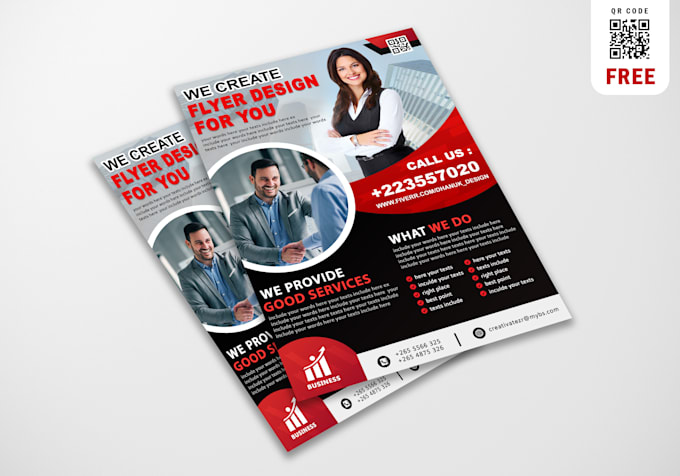 design a professional flyer with a free qr code in 24hrs
