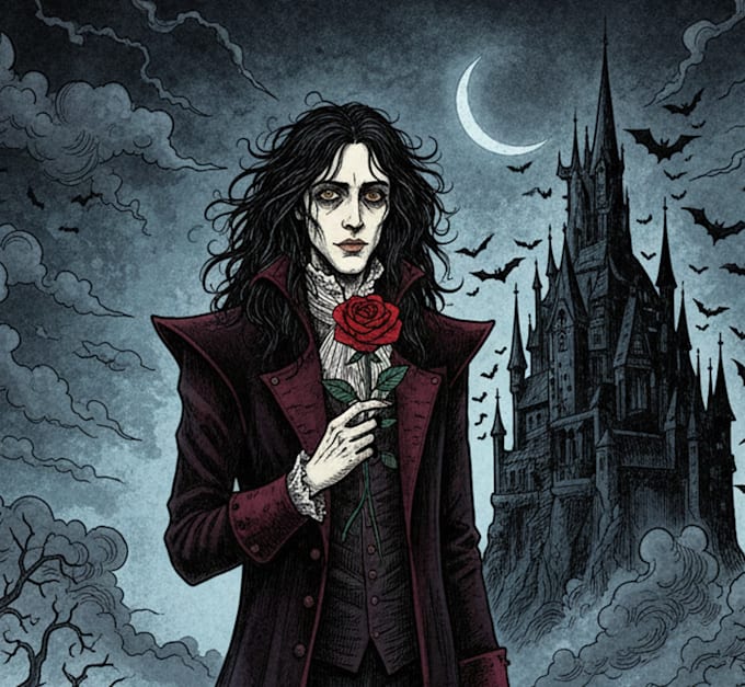 do unique character portrait illustrations tim burton style
