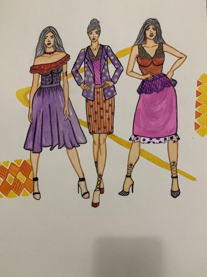 Design modeillustration schnittmuster western kleidung