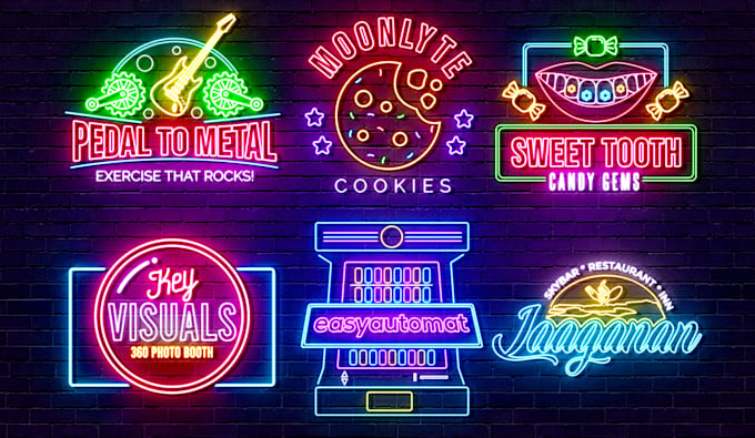 design  3d neon logo, neon sign and neon light effect design