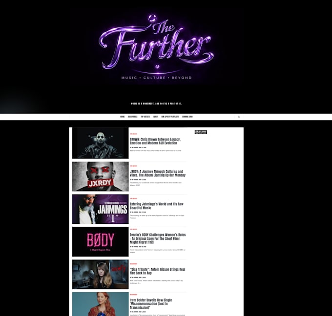 create an artist spotlight article and a front cover magazine