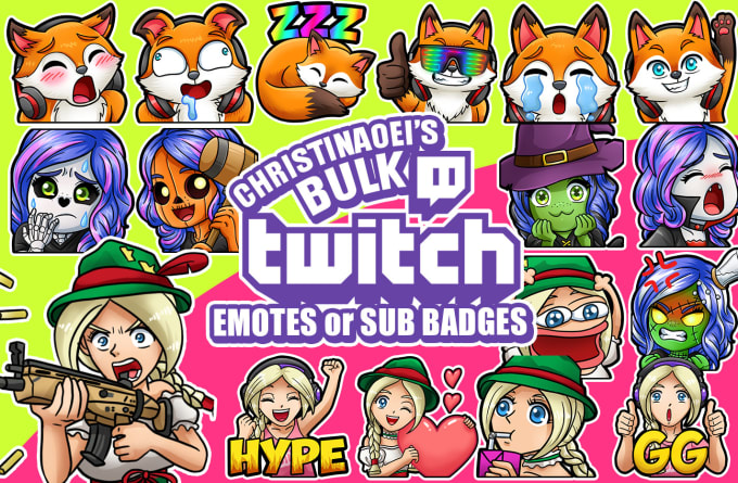 draw awesome twitch or kick emotes or sub badges in bulk for you