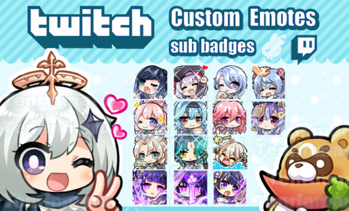 create custom anime twitch emotes or sub badges or sticker