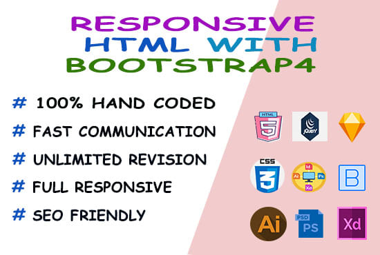 convert PSD pages into a responsive HTML5 and css3