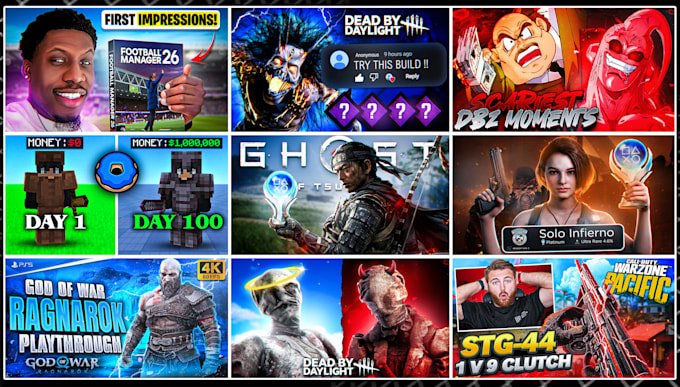 design eye catching youtube gaming thumbnail