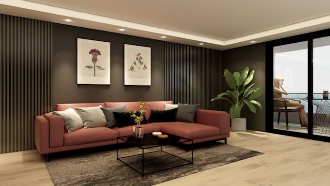 design and render realistic 3d interior