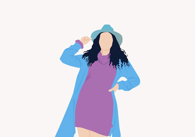 draw faceless, minimalist digital portrait illustration