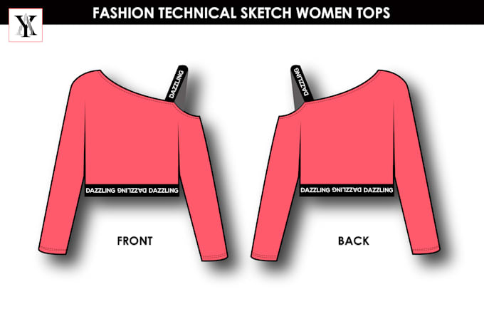 design a premium fashion technical flat sketch and tech pack