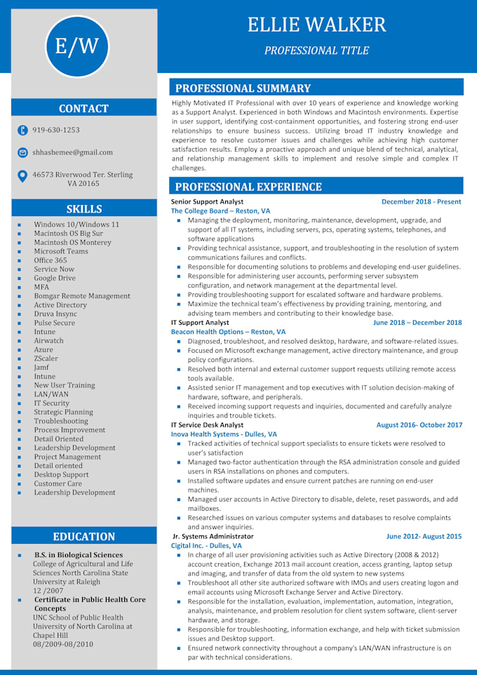 write a nursing, medical, and healthcare resume
