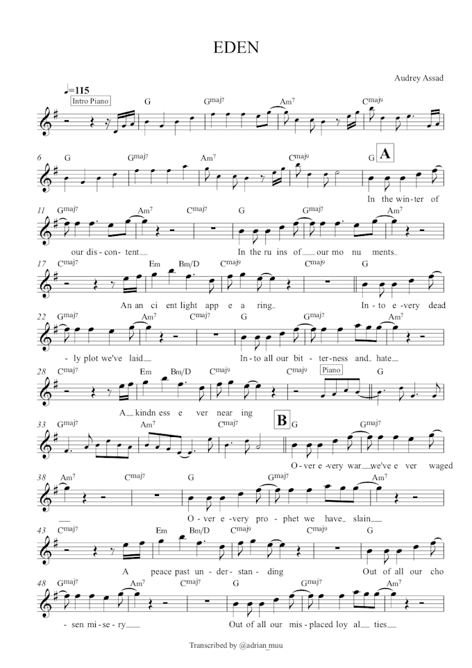 make chord charts, transcription and lead sheets