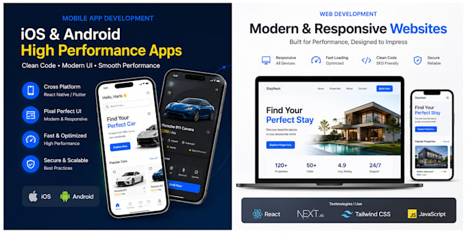 be do frontend web, and app development with react and react native