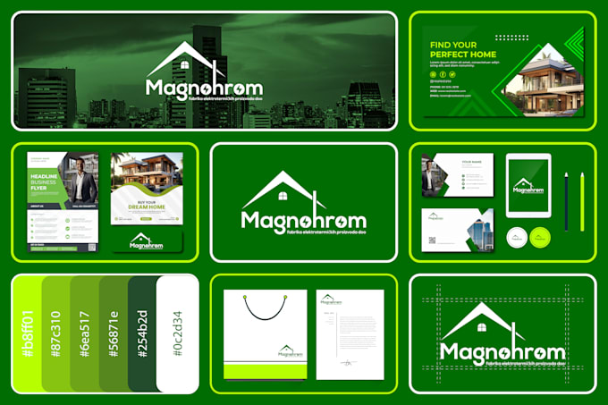 design modern house handyman construction renovation property branding kit logo
