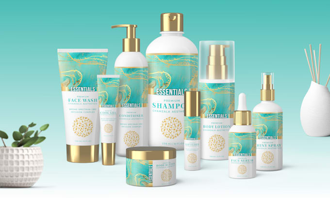 design hair oil skincare beauty cosmetic logo label box packaging