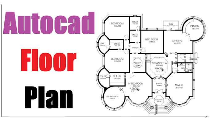 make any autocad floor plan drawing