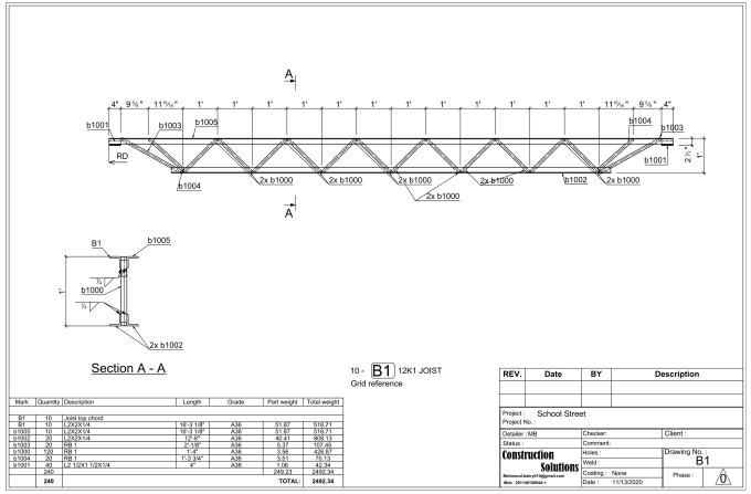 create steel stair and open web joist detailing