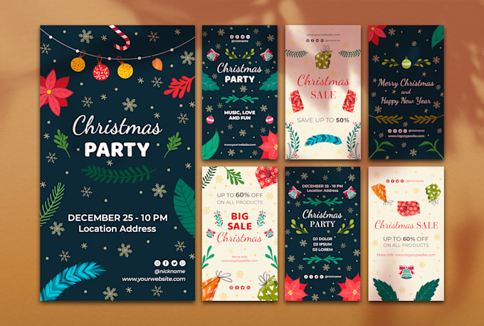 design christmas and new year instagram post or story
