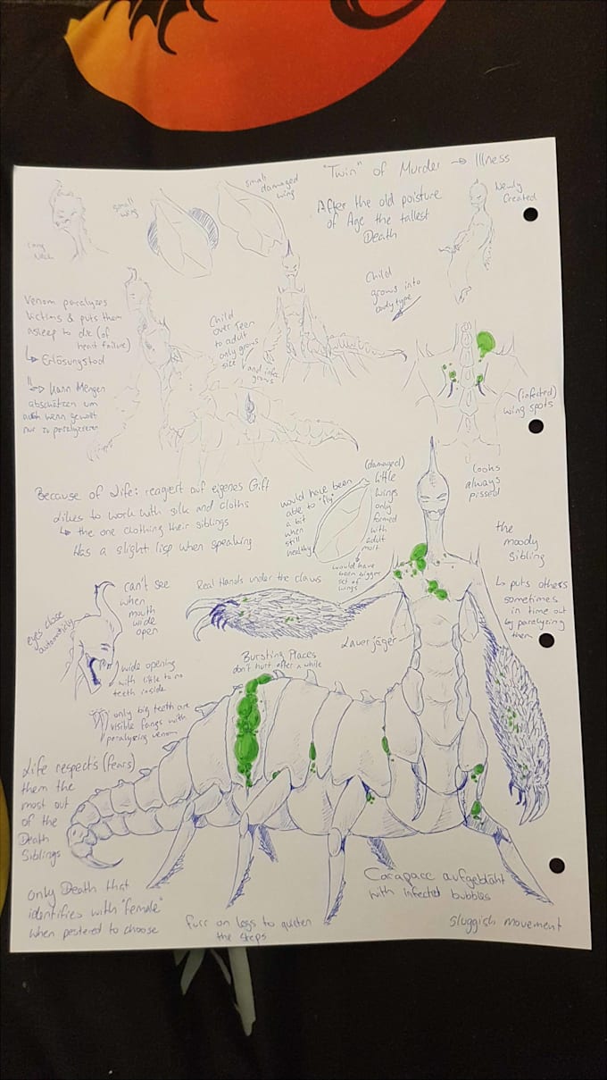 sketch a doodle dump of a creature or monster