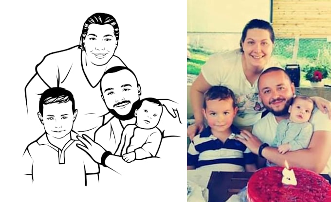 draw vector line art in black and white