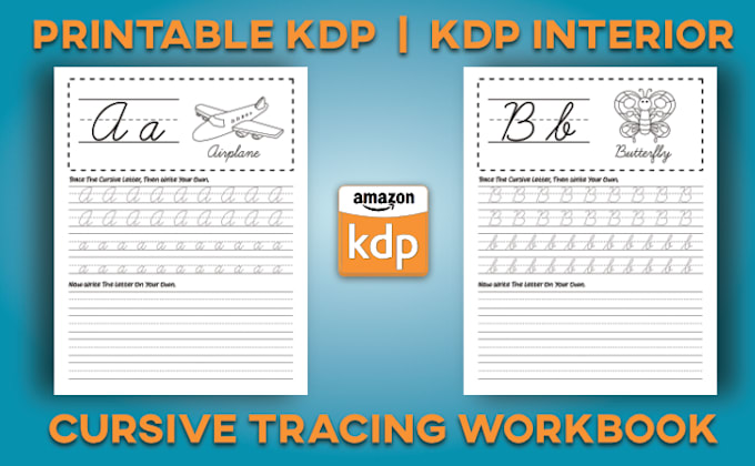 make custom cursive handwriting tracing workbook for KDP