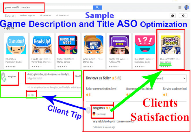 do app store optimization, aso description, title of play store games and apps