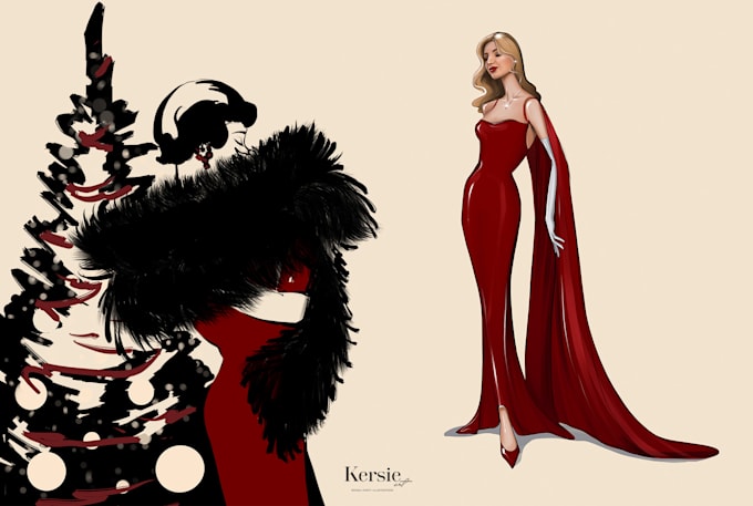Draw a fashion illustration in vintage style by Kersie_art | Fiverr