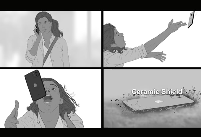 draw 6 frames storyboards in 24 hours
