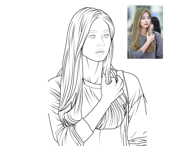 draw an excellent  line art portrait from photo