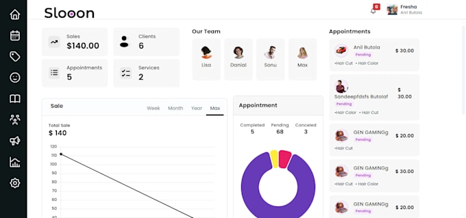 provide salon and spa booking  management app and website