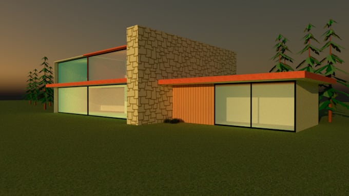 interior design with 2d and 3d plan and rendering