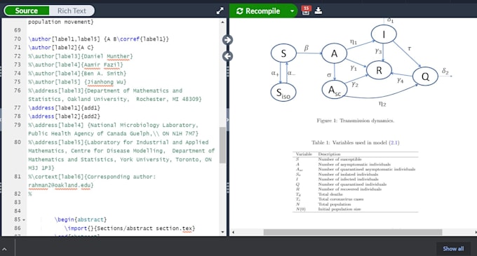 convert your document into latex overleaf
