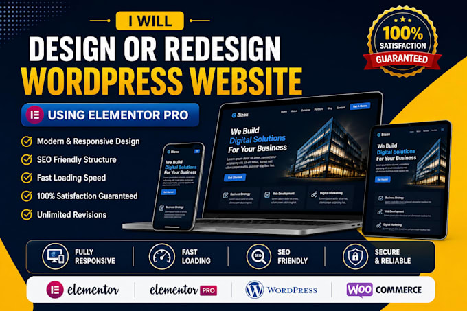 design, redesign, or develop a responsive wordpress business website