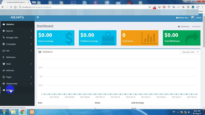 create URL shortener scripted website for you with admin panel