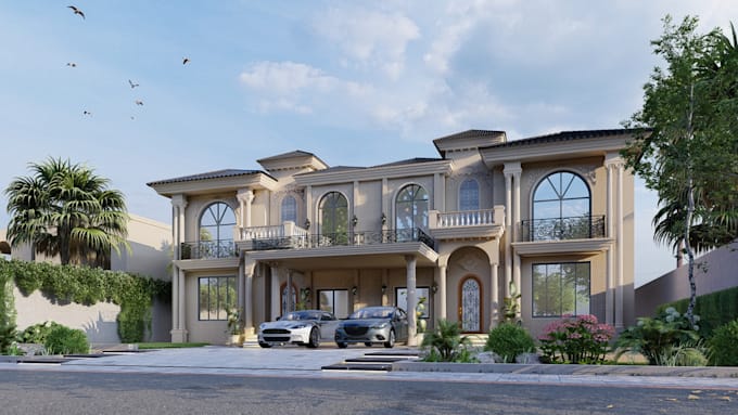 house rendering, exterior design, 3d exterior home design and walkthrough video