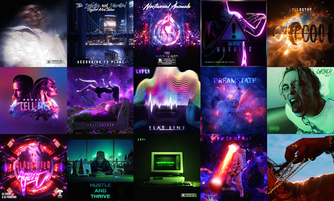 create 80s retrowave synthwave album or single cover