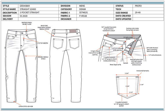 Do any kind of denim design, flat sketch, tech pack for you by Shahinul ...