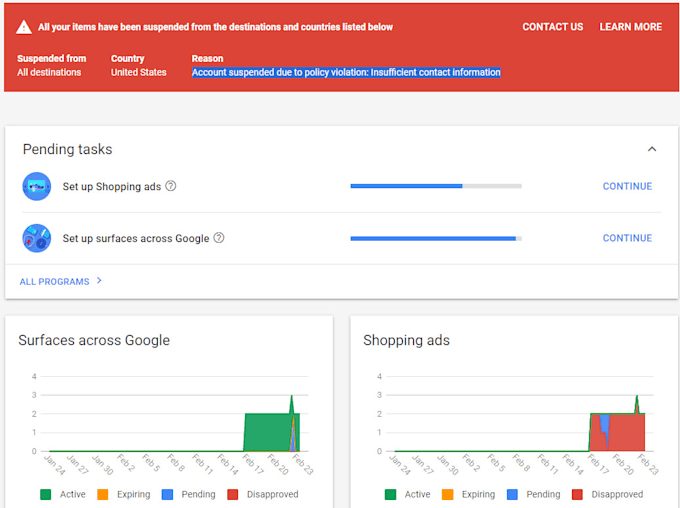 fix google merchant center account suspension