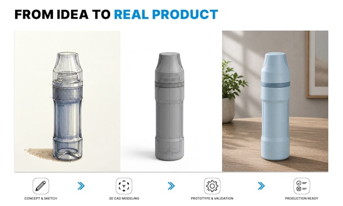 design your product and create 3d cad for manufacturing