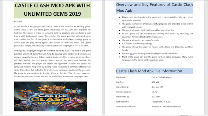 write aso optimized descriptions for your apps or games