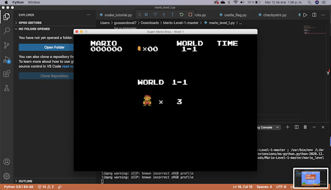 Do a mario bros level 1 in python by Gussm07 | Fiverr