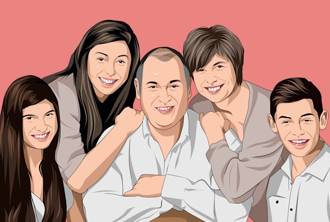 draw your couple or a family photo into cartoon portrait