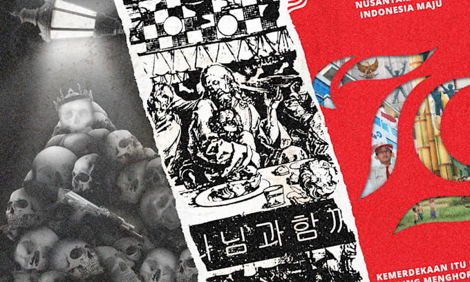 create modern digital collage art for music covers, posters or social media