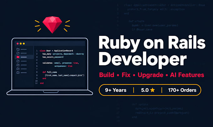 develop, fix, and upgrade your ruby on rails web application