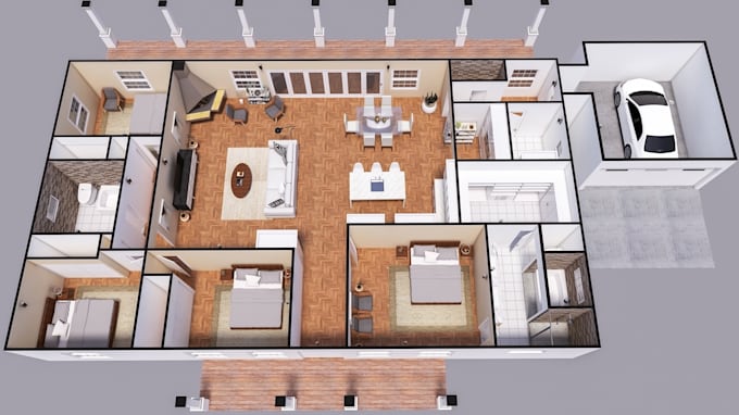 do architectural 3d floor plan and rendering