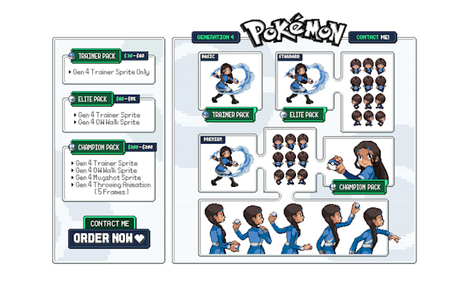 create gen 4 custom pokemon overworld trainer sprite sheet