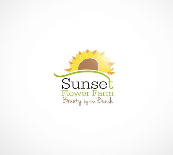 design sunset flower farm logo in 1 day