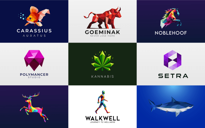 design a geometric polygonal logo with the brand style guide