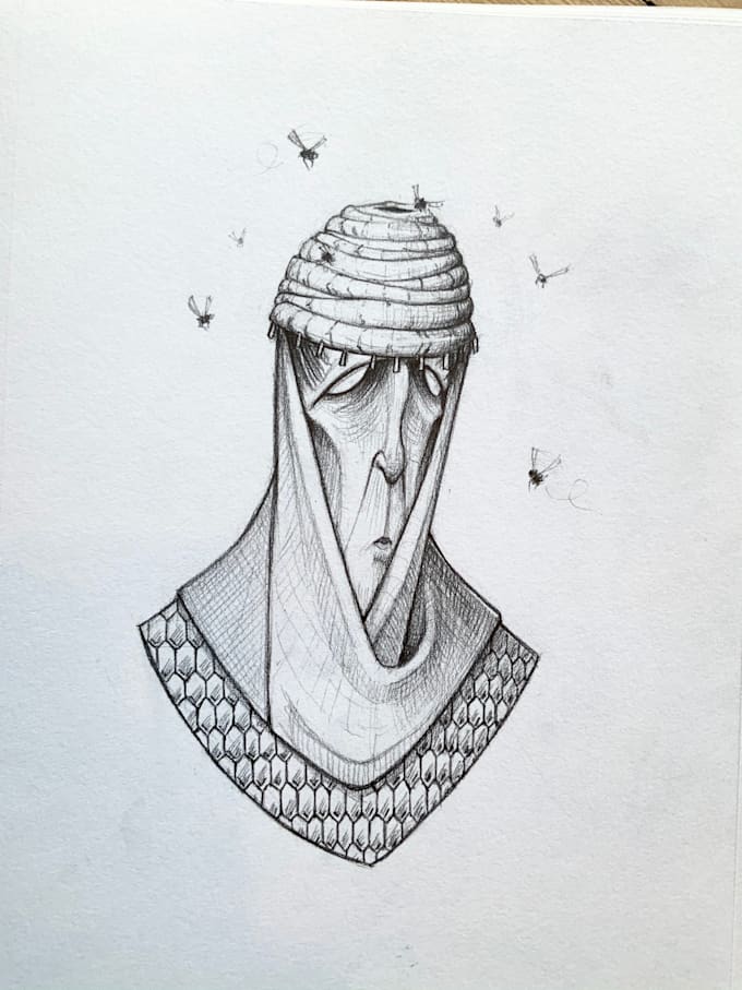 draw stylized dark portait